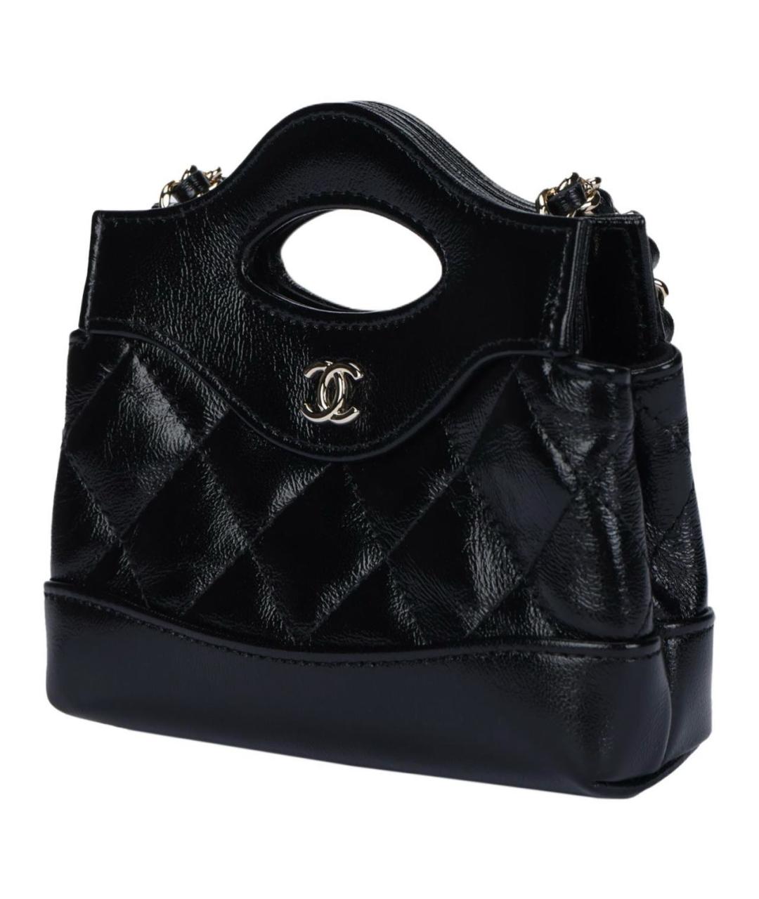 CHANEL Черная кожаная сумка с короткими ручками, фото 2
