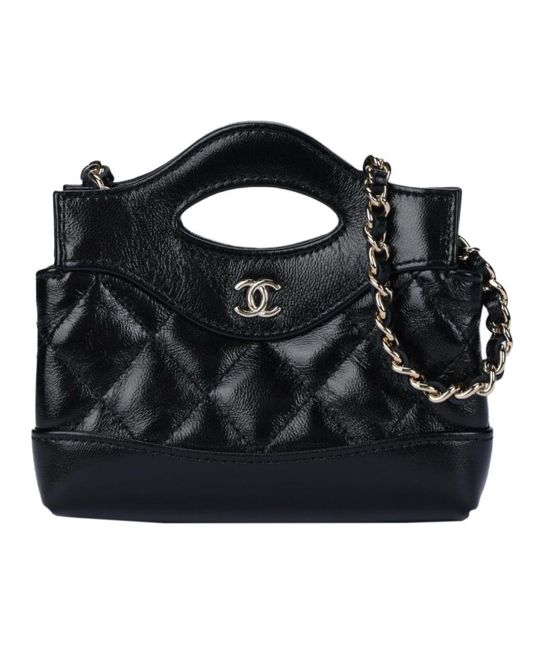 CHANEL Черная кожаная сумка с короткими ручками, фото 7