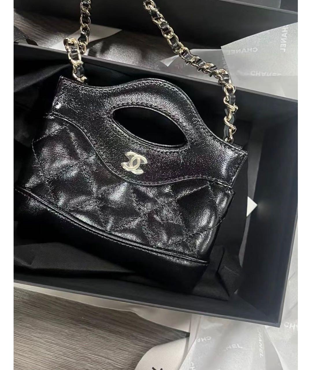 CHANEL Черная кожаная сумка с короткими ручками, фото 6