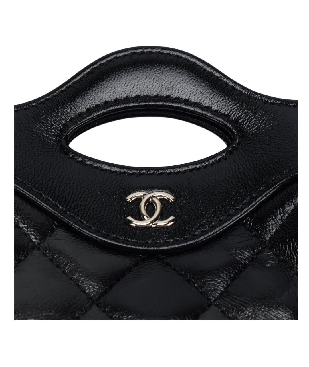 CHANEL Черная кожаная сумка с короткими ручками, фото 4