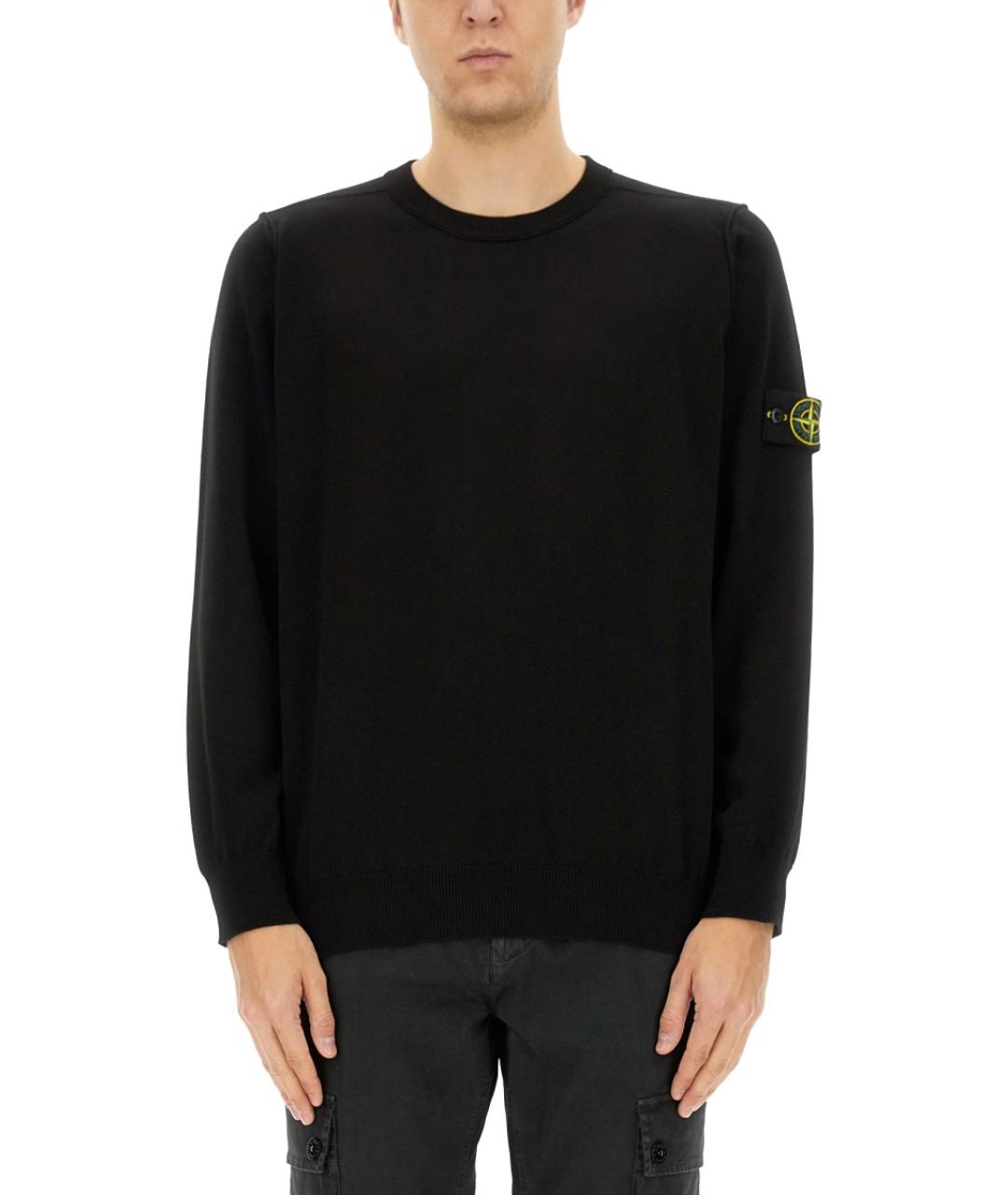 STONE ISLAND Черный хлопковый джемпер / свитер, фото 2