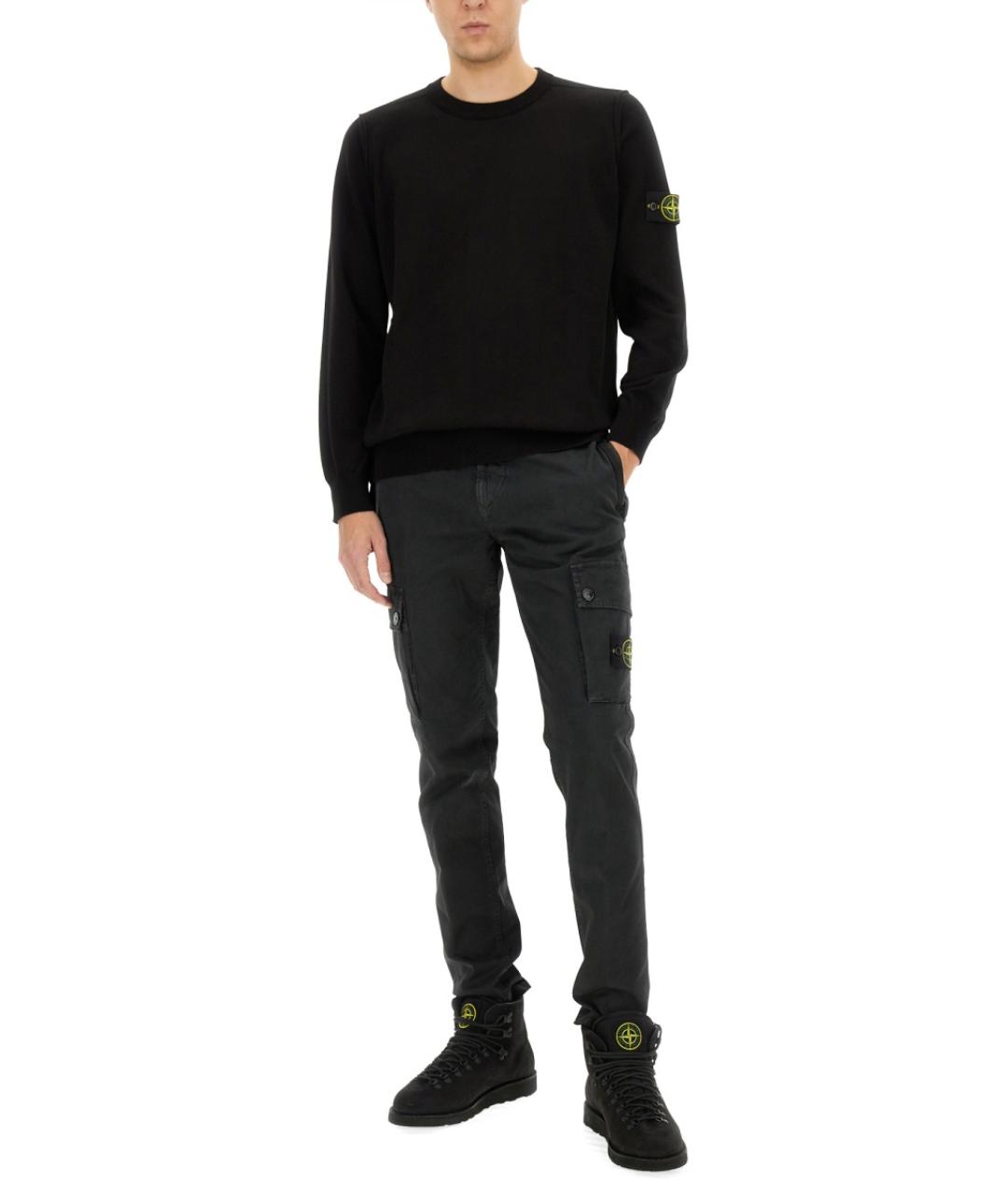 STONE ISLAND Черный хлопковый джемпер / свитер, фото 3