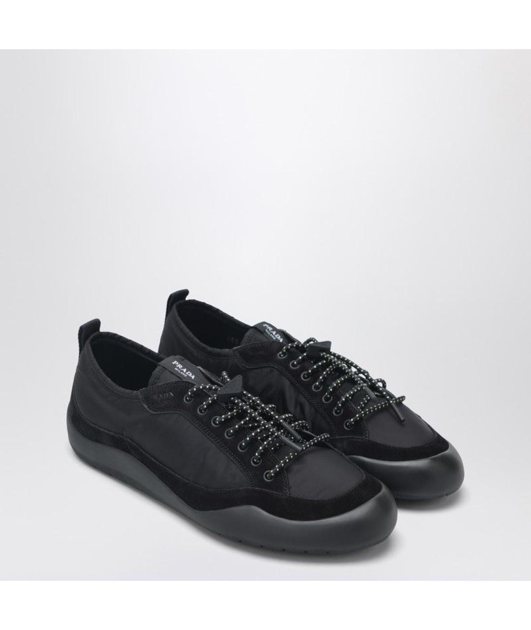 PRADA Черные текстильные низкие кроссовки / кеды, фото 2
