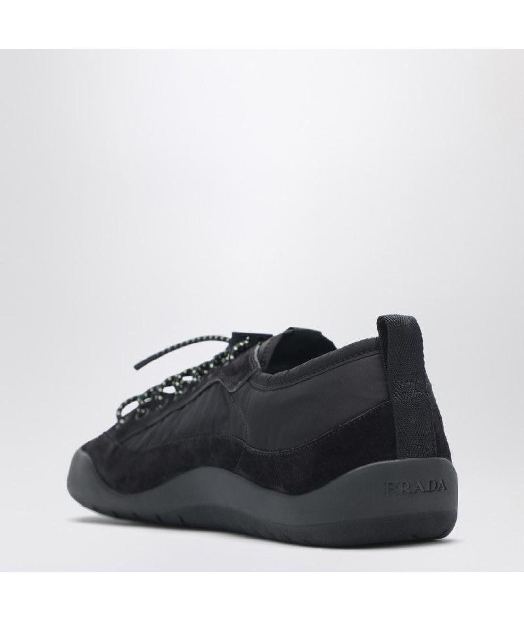 PRADA Черные текстильные низкие кроссовки / кеды, фото 3