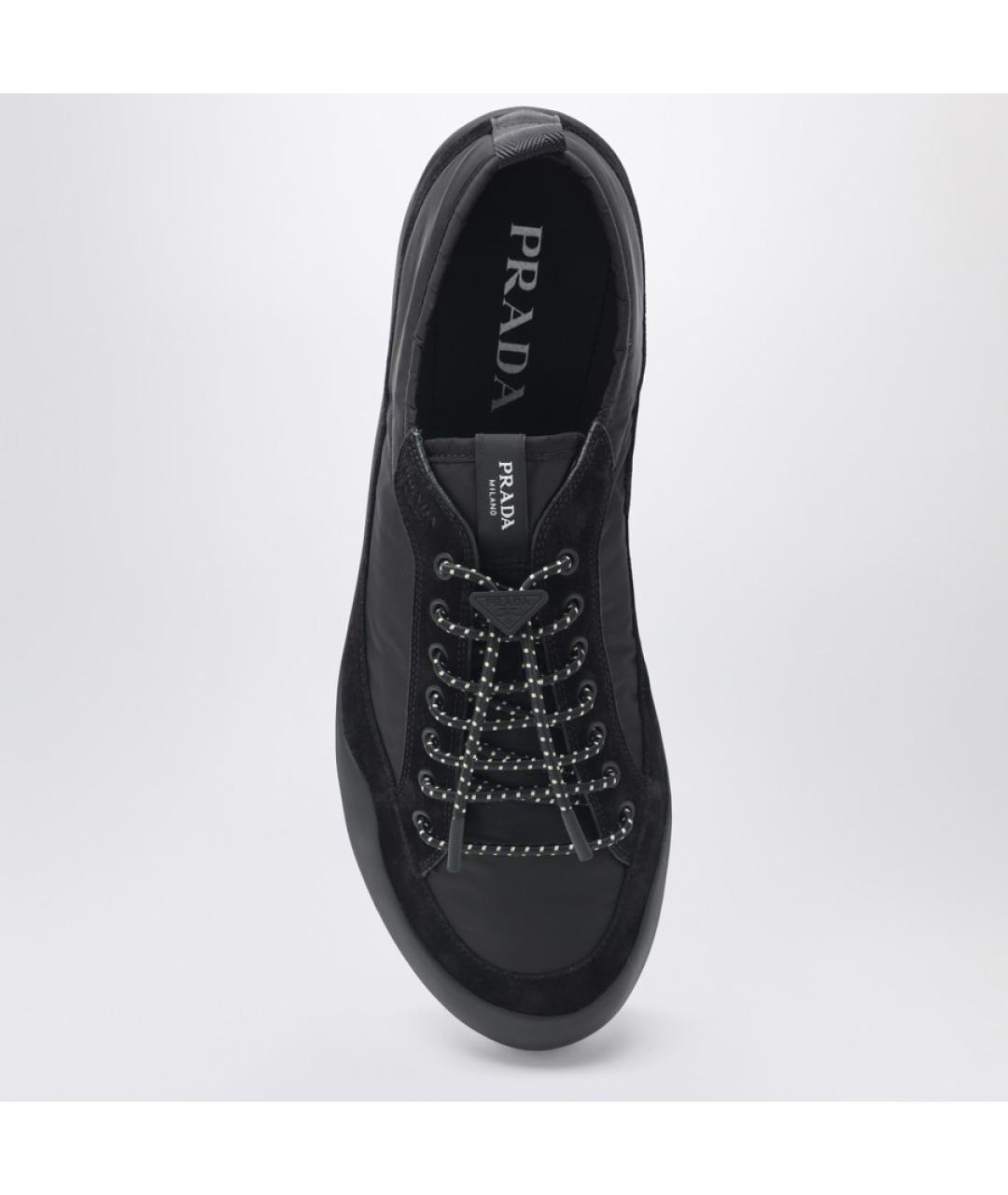 PRADA Черные текстильные низкие кроссовки / кеды, фото 4