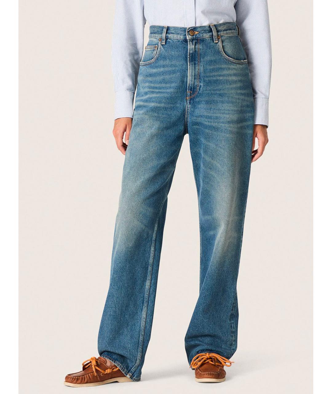 GOLDEN GOOSE DELUXE BRAND Синие хлопковые прямые джинсы, фото 3