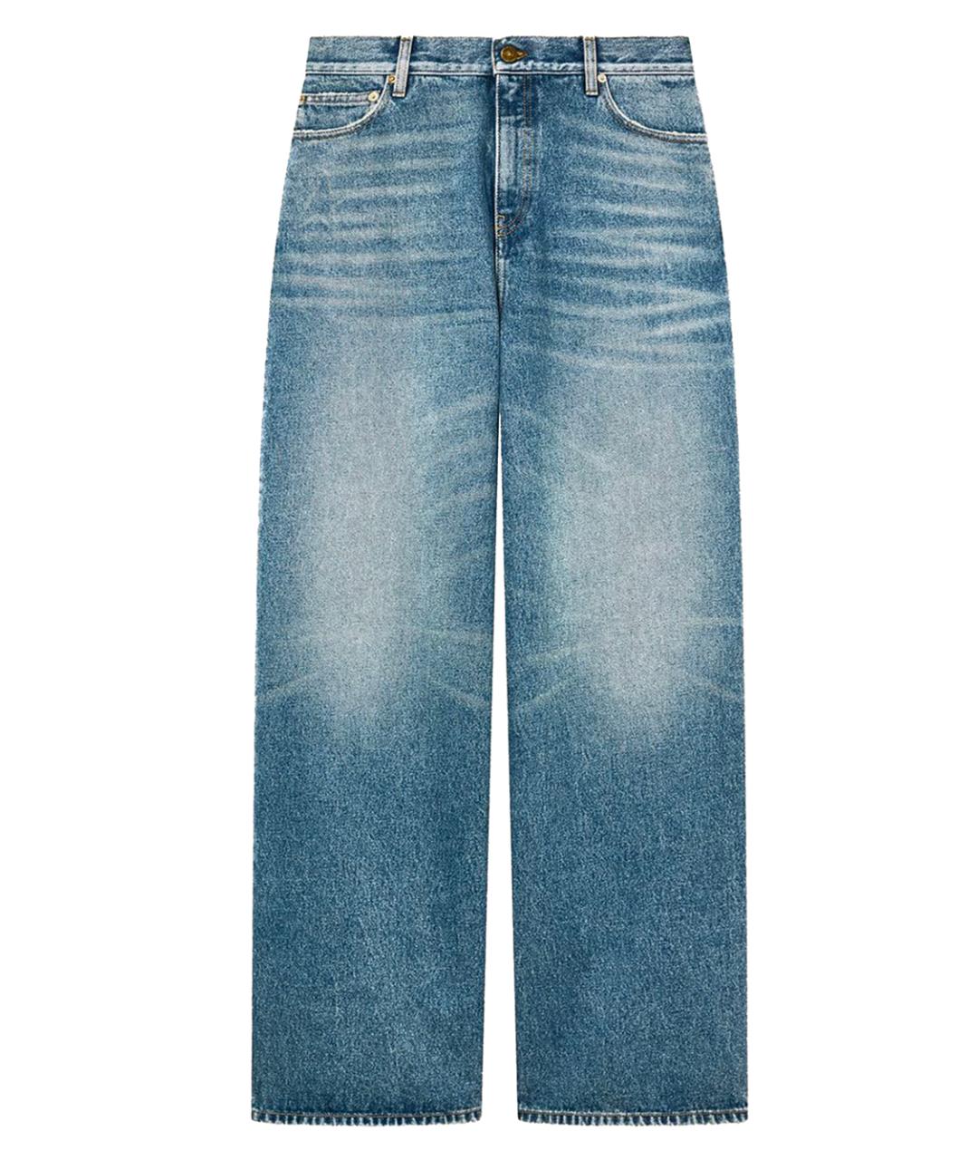 GOLDEN GOOSE DELUXE BRAND Синие хлопковые прямые джинсы, фото 1
