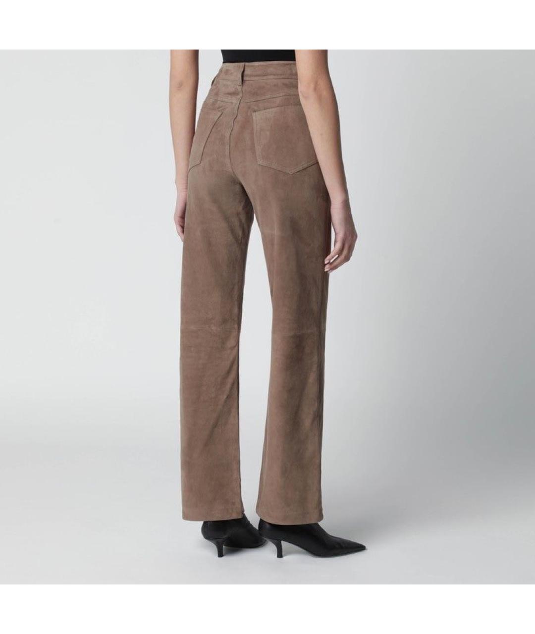 ROTATE Коричневые замшевые прямые брюки, фото 2