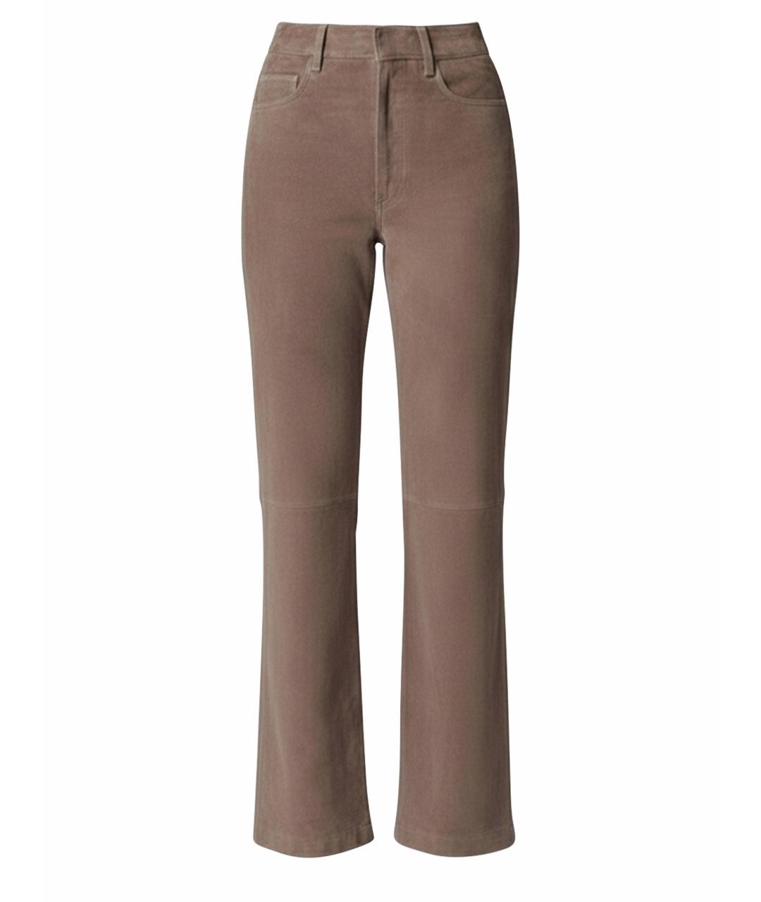 ROTATE Коричневые замшевые прямые брюки, фото 1