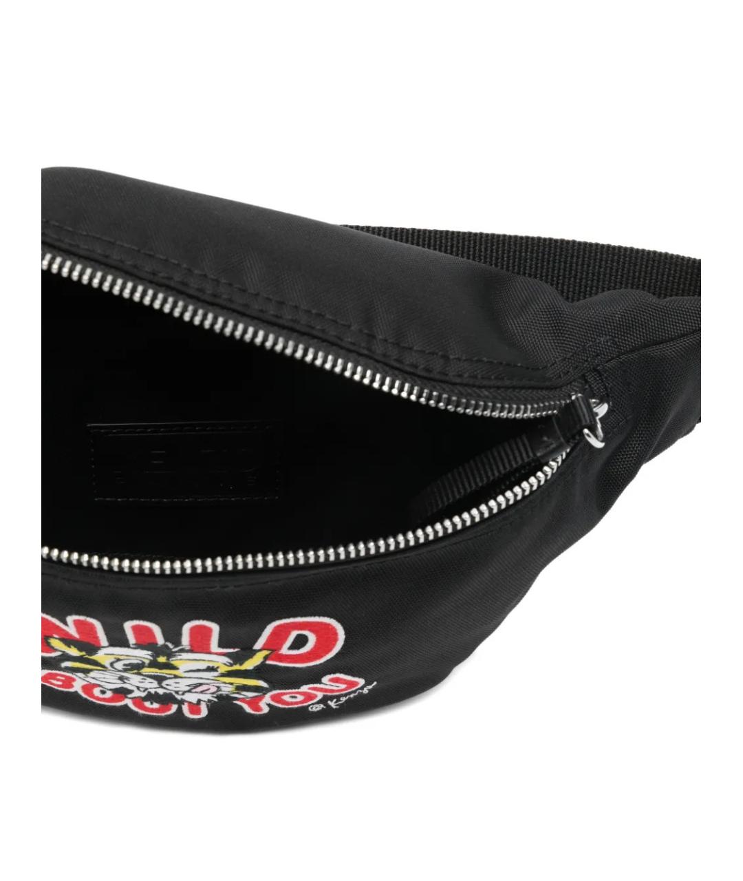 KENZO Черная синтетическая поясная сумка, фото 5