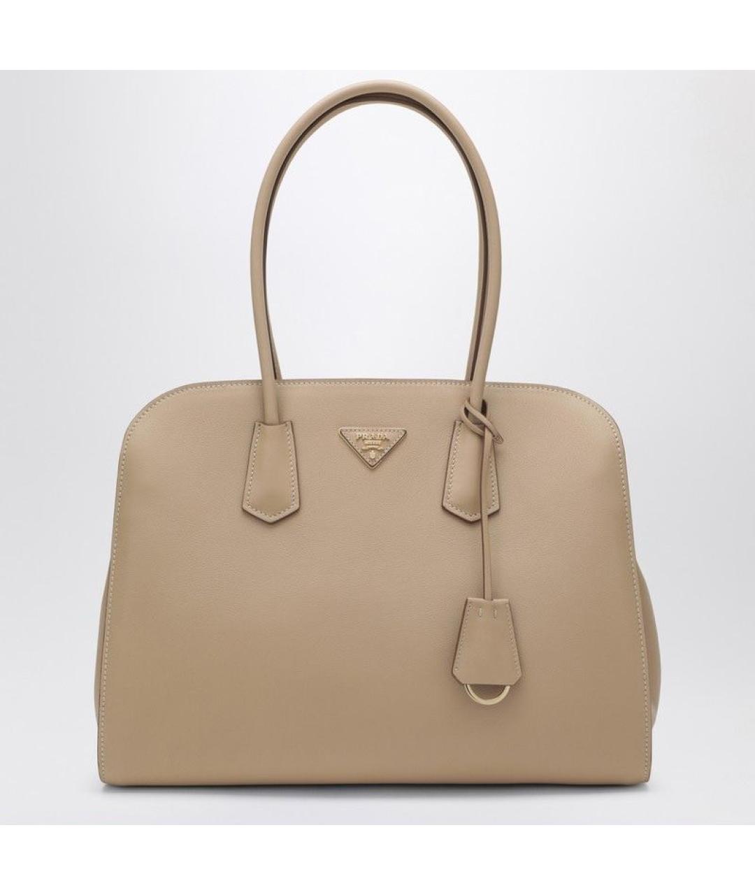 PRADA Бежевая кожаная сумка тоут, фото 7