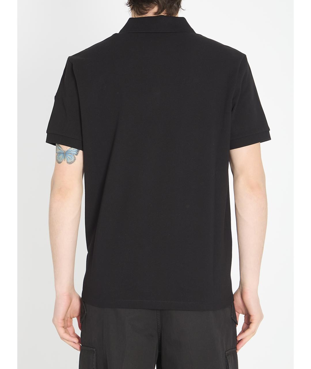 MONCLER Черное хлопковое поло с коротким рукавом, фото 5