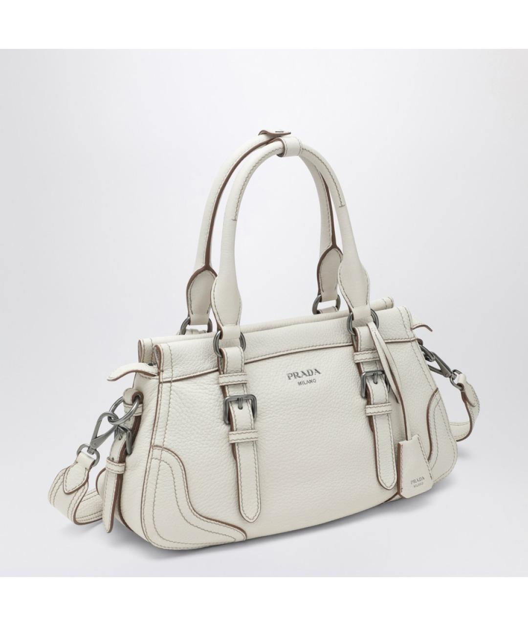 PRADA Белая кожаная сумка тоут, фото 3