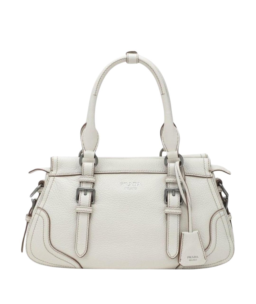 PRADA Белая кожаная сумка тоут, фото 1