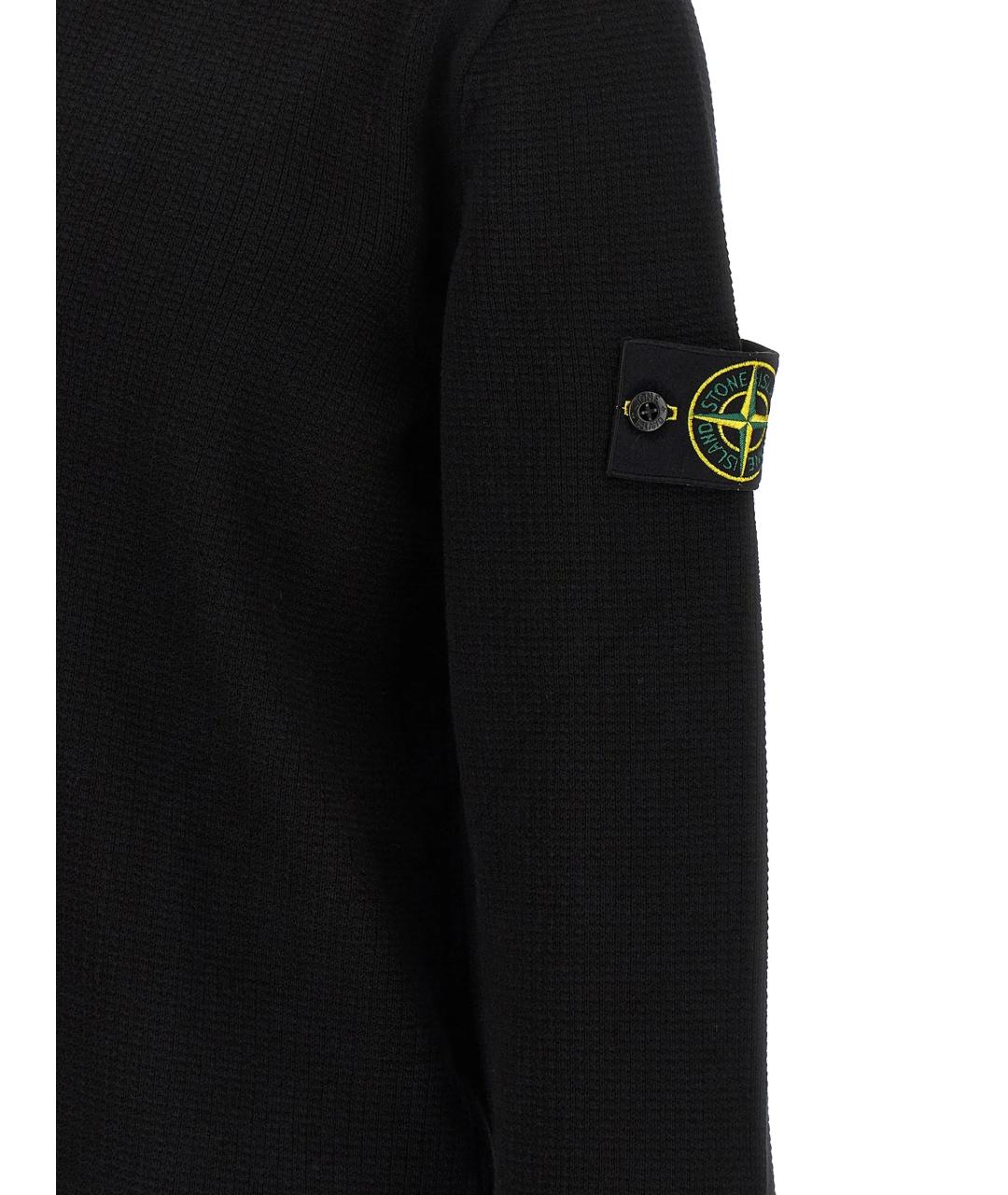 STONE ISLAND Черное хлопковое поло с длинным рукавом, фото 4