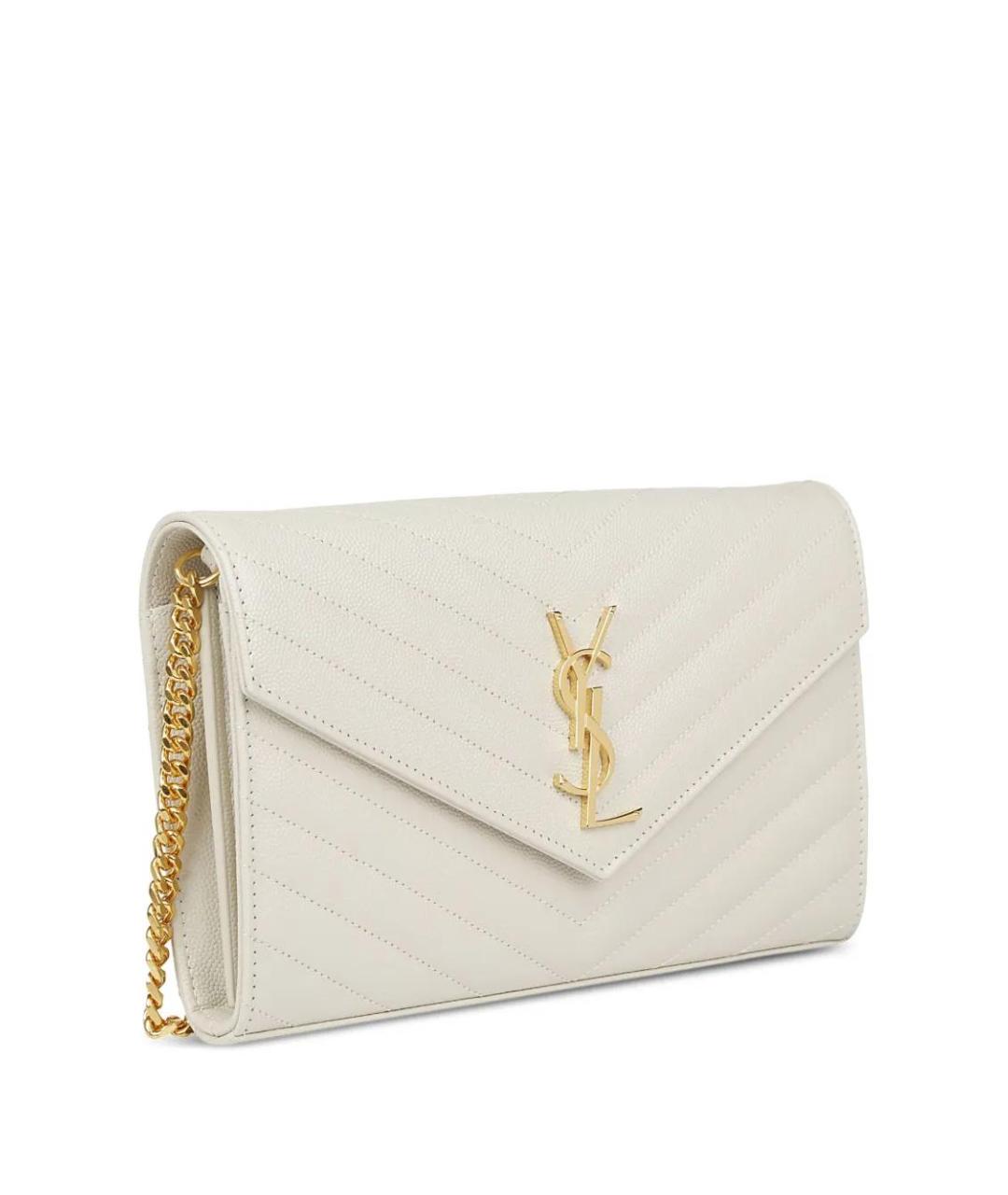 SAINT LAURENT Бежевый кожаный кошелек, фото 5