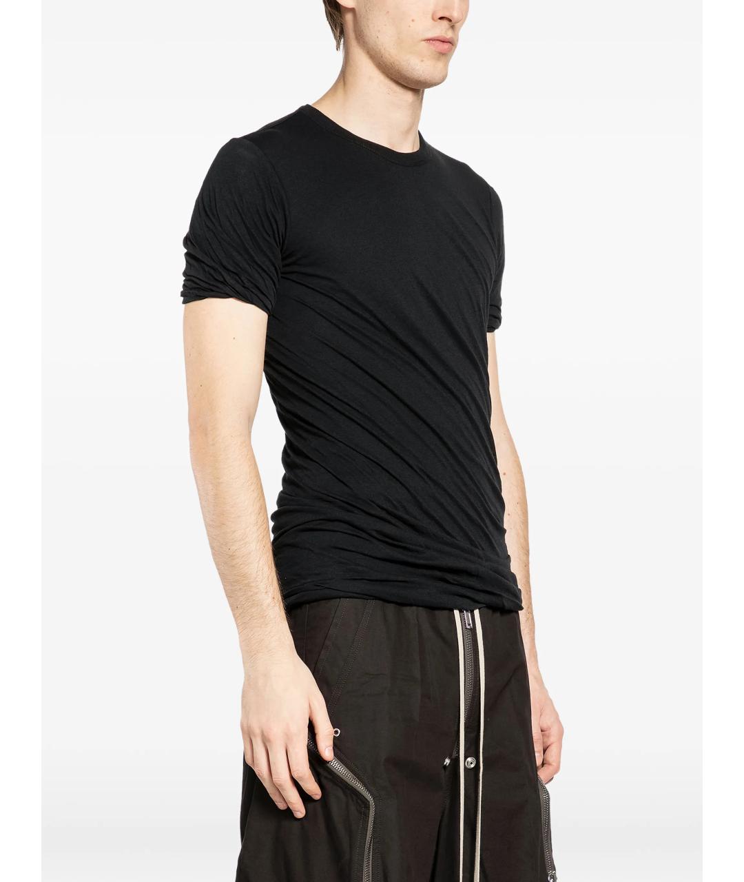 RICK OWENS Черная хлопковая футболка, фото 3