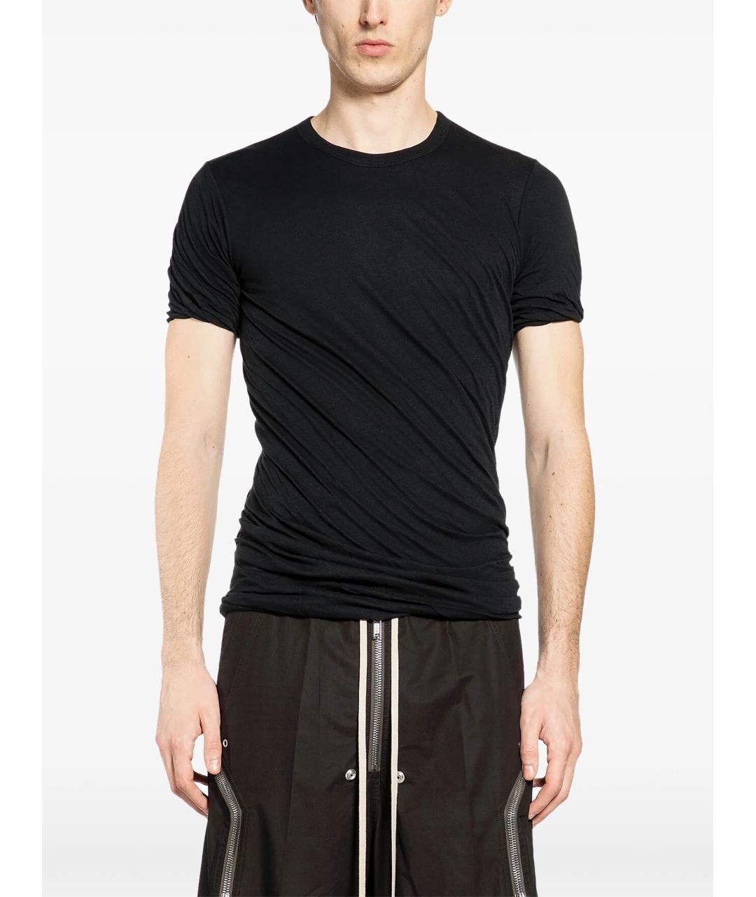 RICK OWENS Черная хлопковая футболка, фото 2