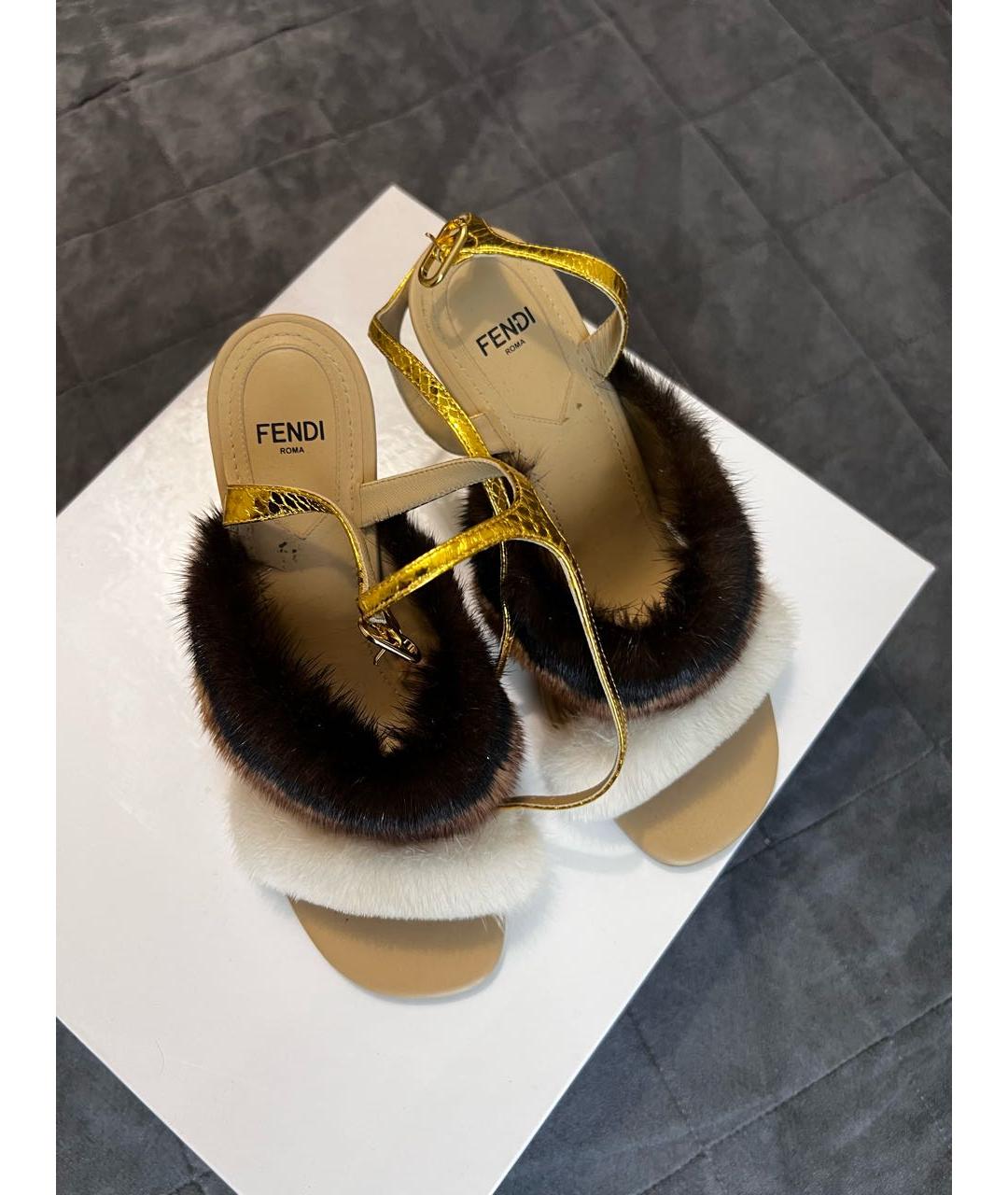 FENDI Мульти кожаные босоножки, фото 2