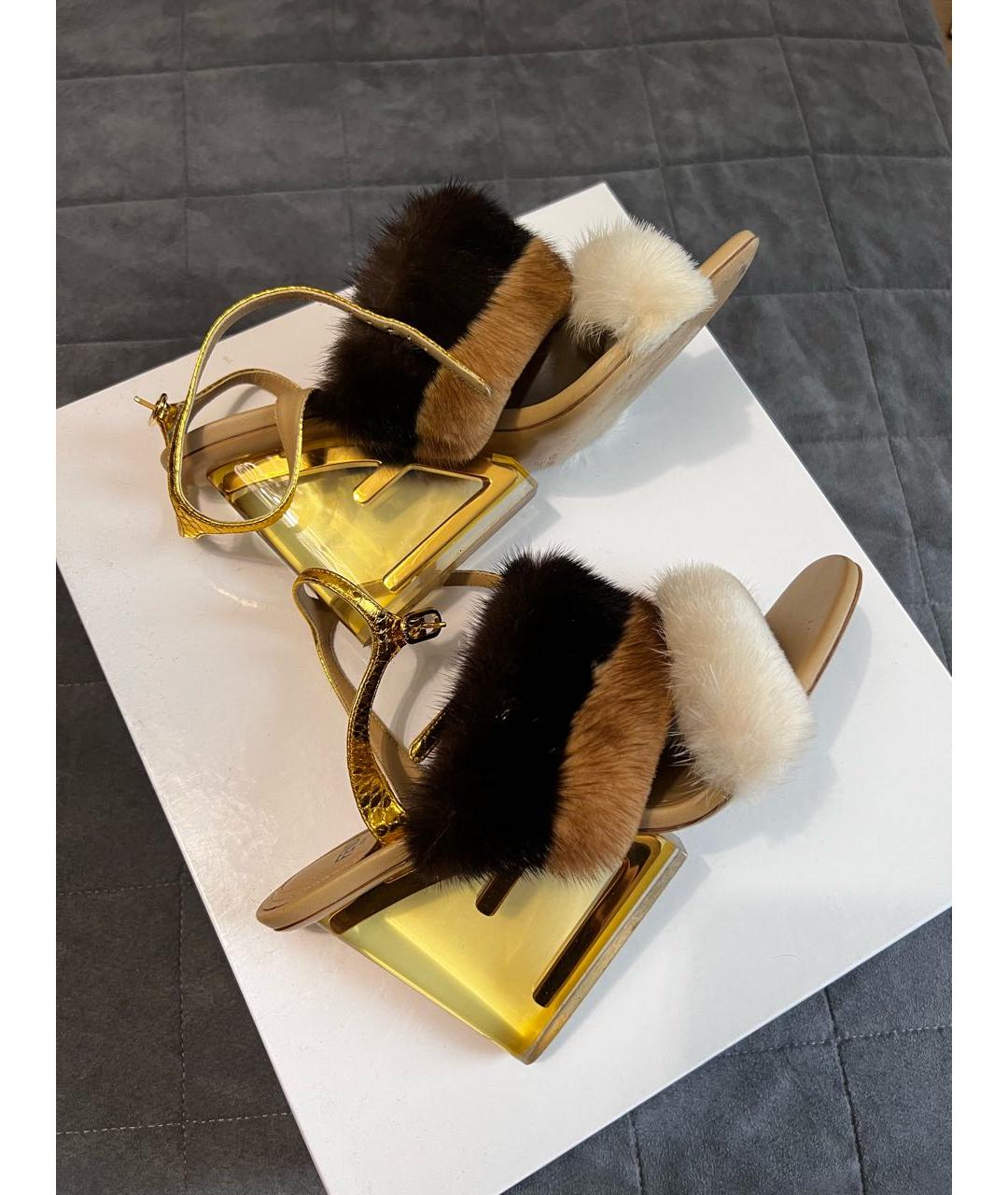 FENDI Мульти кожаные босоножки, фото 7