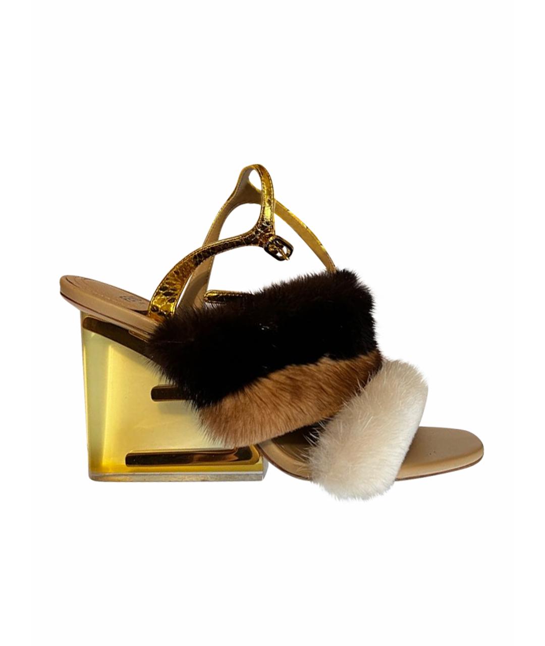 FENDI Мульти кожаные босоножки, фото 1