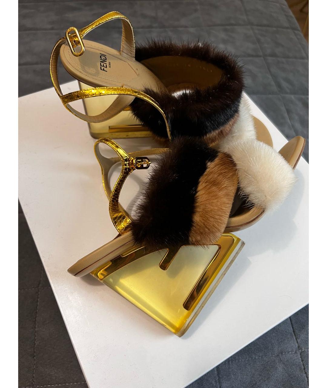 FENDI Мульти кожаные босоножки, фото 3