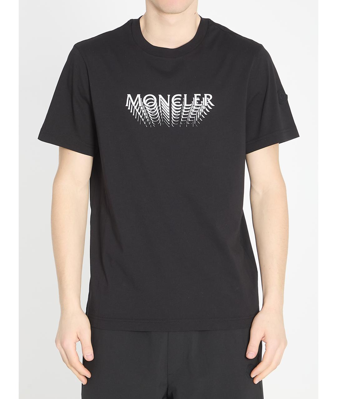 MONCLER Черная хлопковая футболка, фото 2