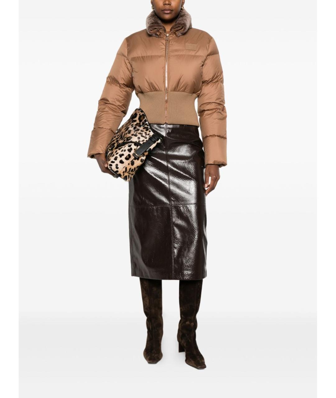 FENDI Коричневый полиэстеровый пуховик, фото 4