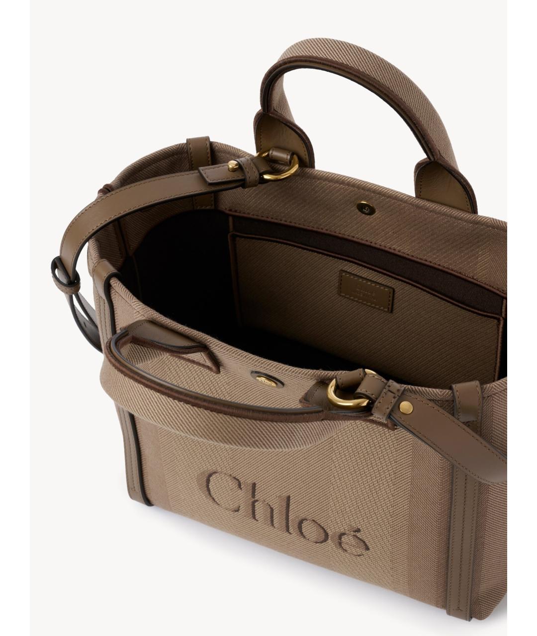 CHLOE Коричневая тканевая сумка тоут, фото 5