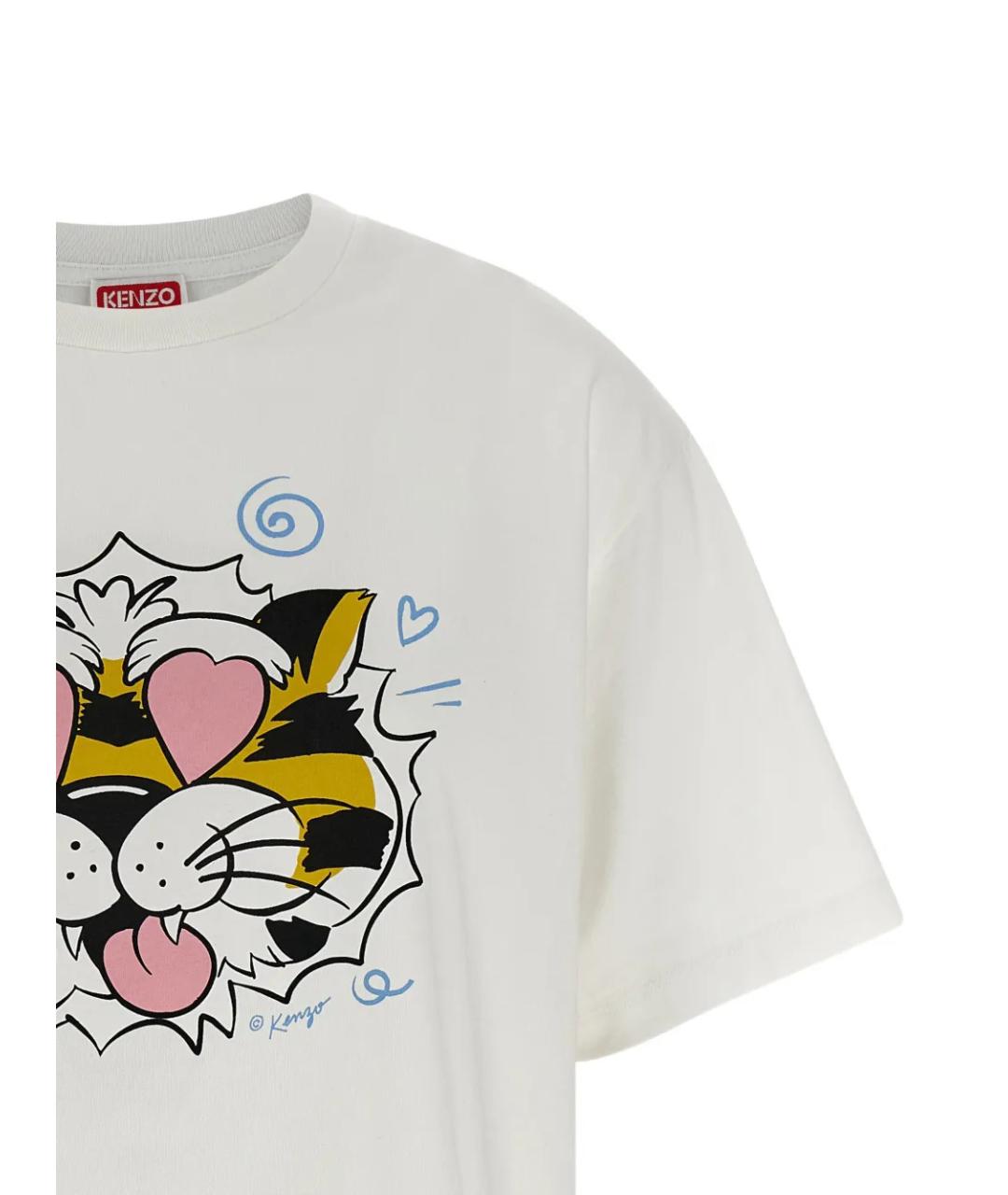 KENZO Белая хлопковая футболка, фото 3