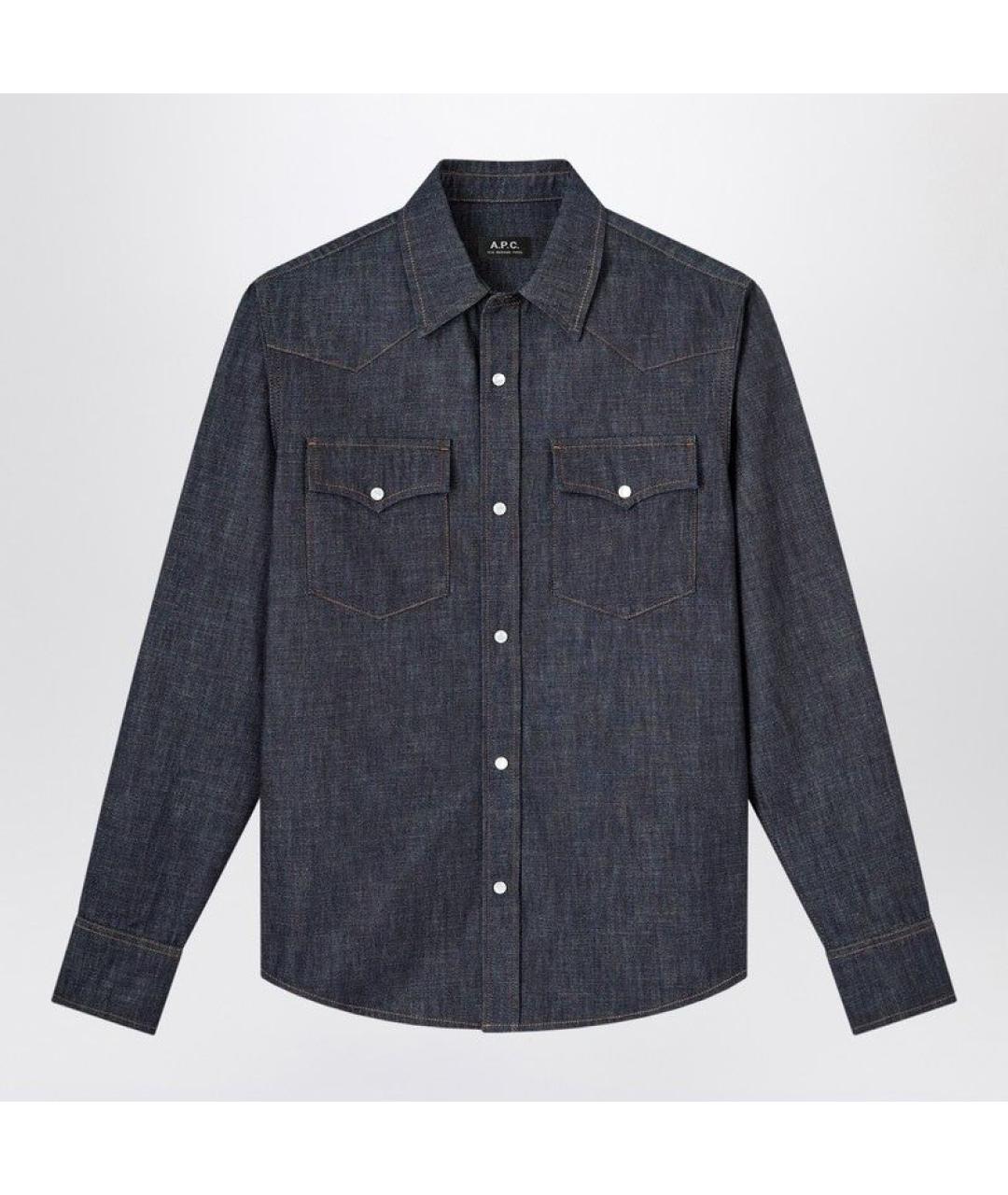 A.P.C. Синяя хлопковая кэжуал рубашка, фото 3