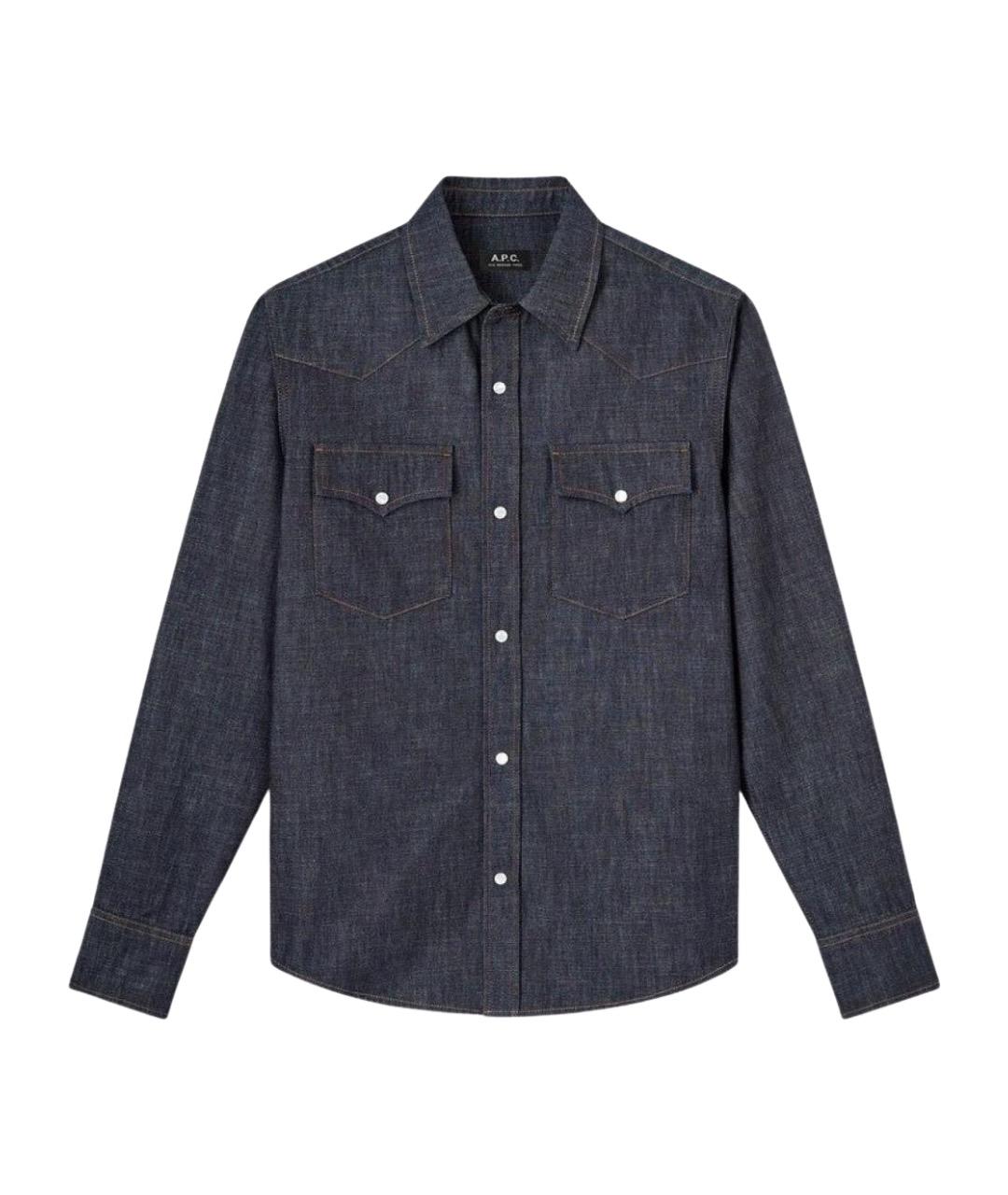 A.P.C. Синяя хлопковая кэжуал рубашка, фото 1