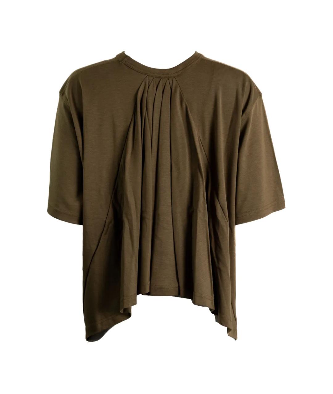 JACQUEMUS Хаки хлопковая футболка, фото 4