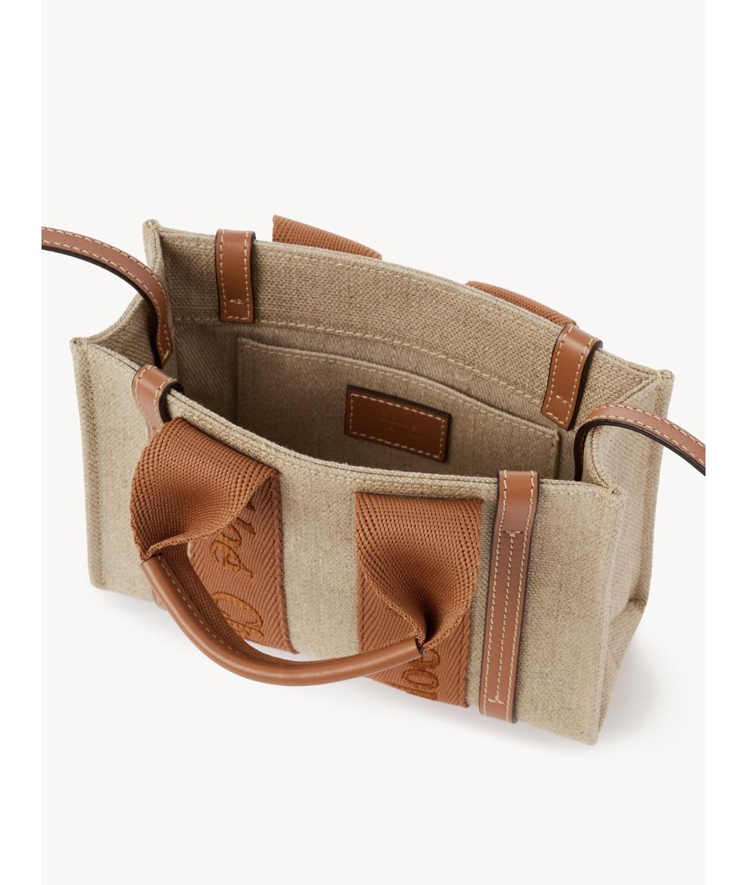CHLOE Бежевая тканевая сумка тоут, фото 5