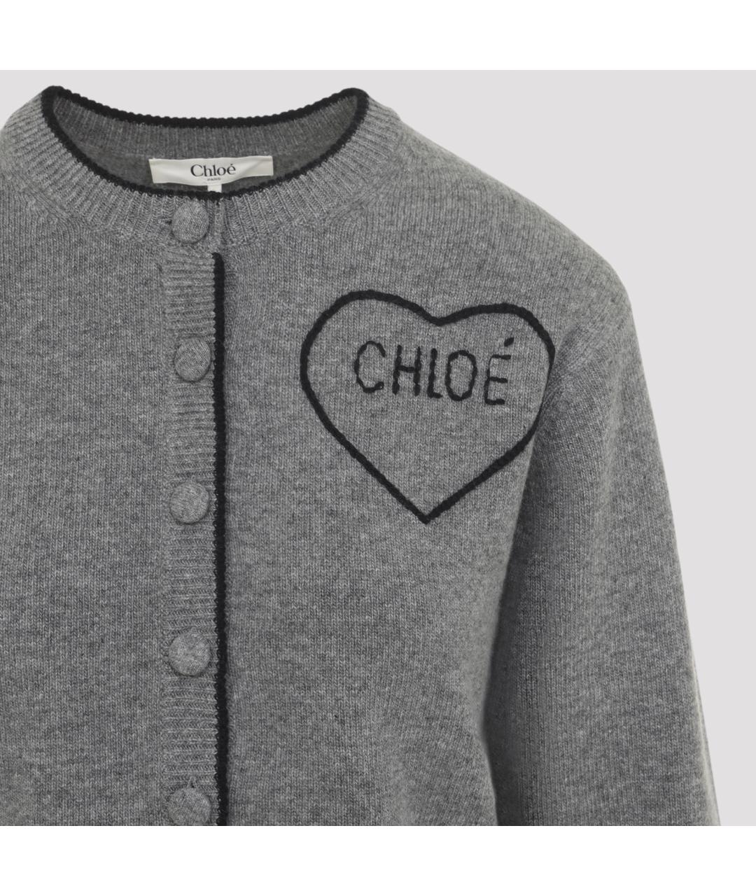 CHLOE Серый шерстяной кардиган, фото 4