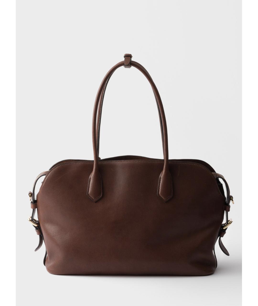 PRADA Коричневая кожаная сумка тоут, фото 4