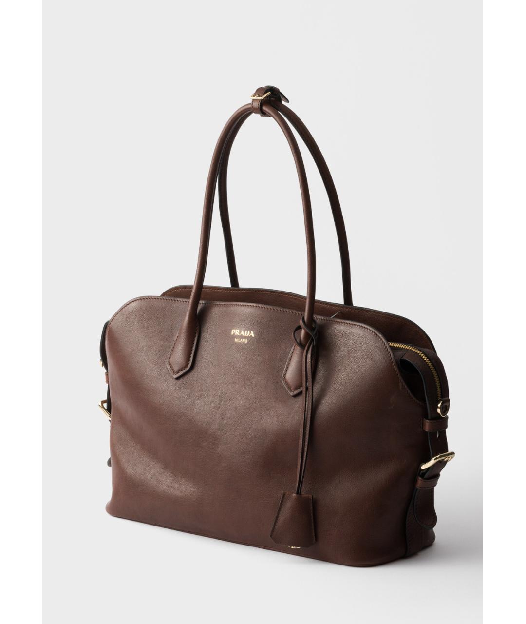 PRADA Коричневая кожаная сумка тоут, фото 3