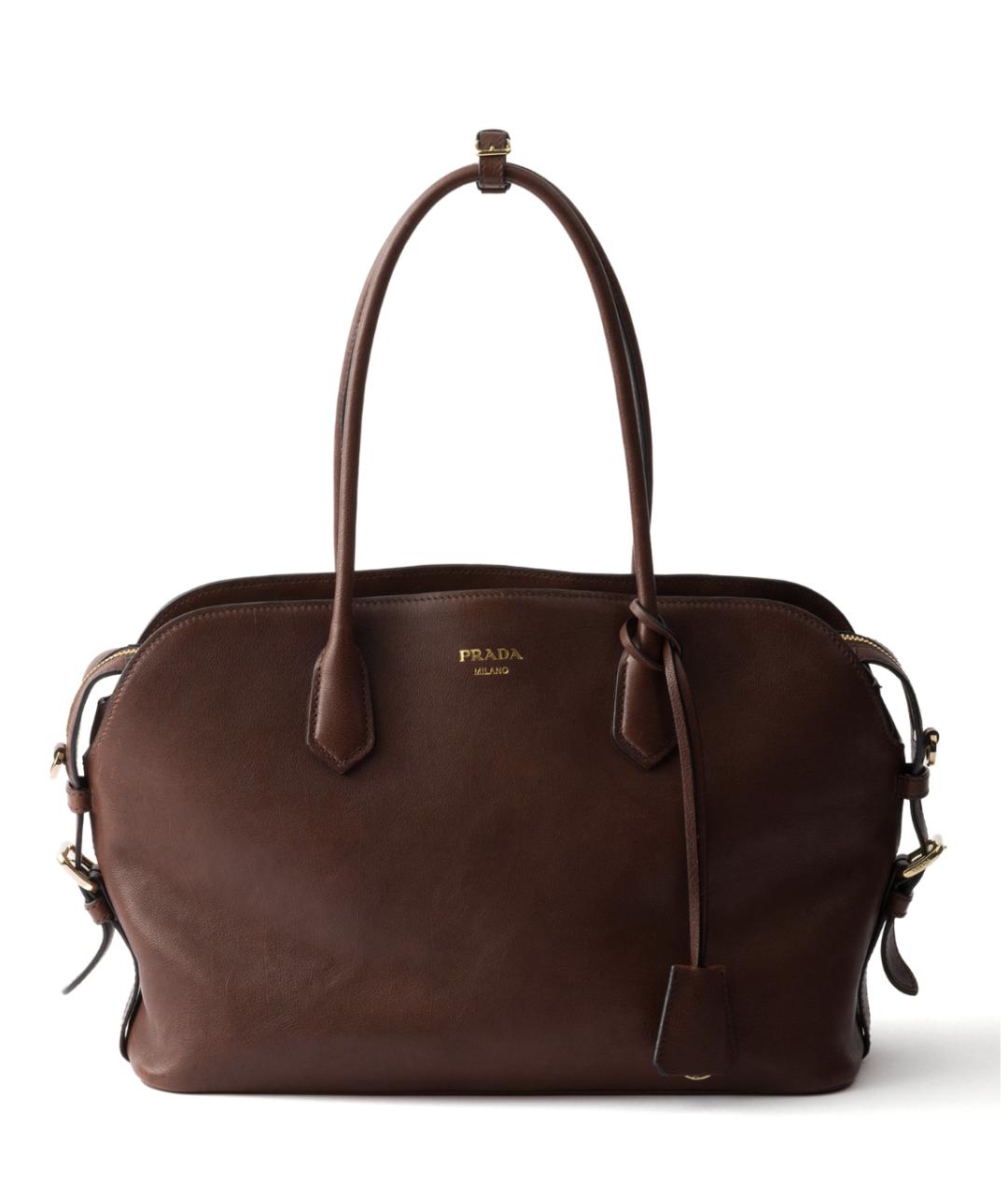 PRADA Коричневая кожаная сумка тоут, фото 8