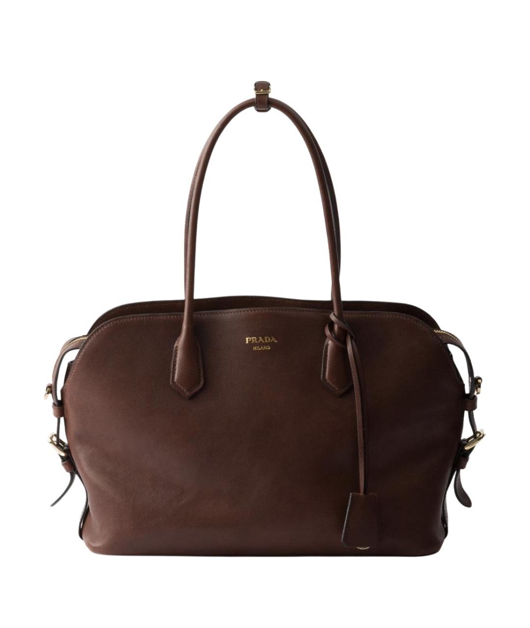 PRADA Коричневая кожаная сумка тоут, фото 1
