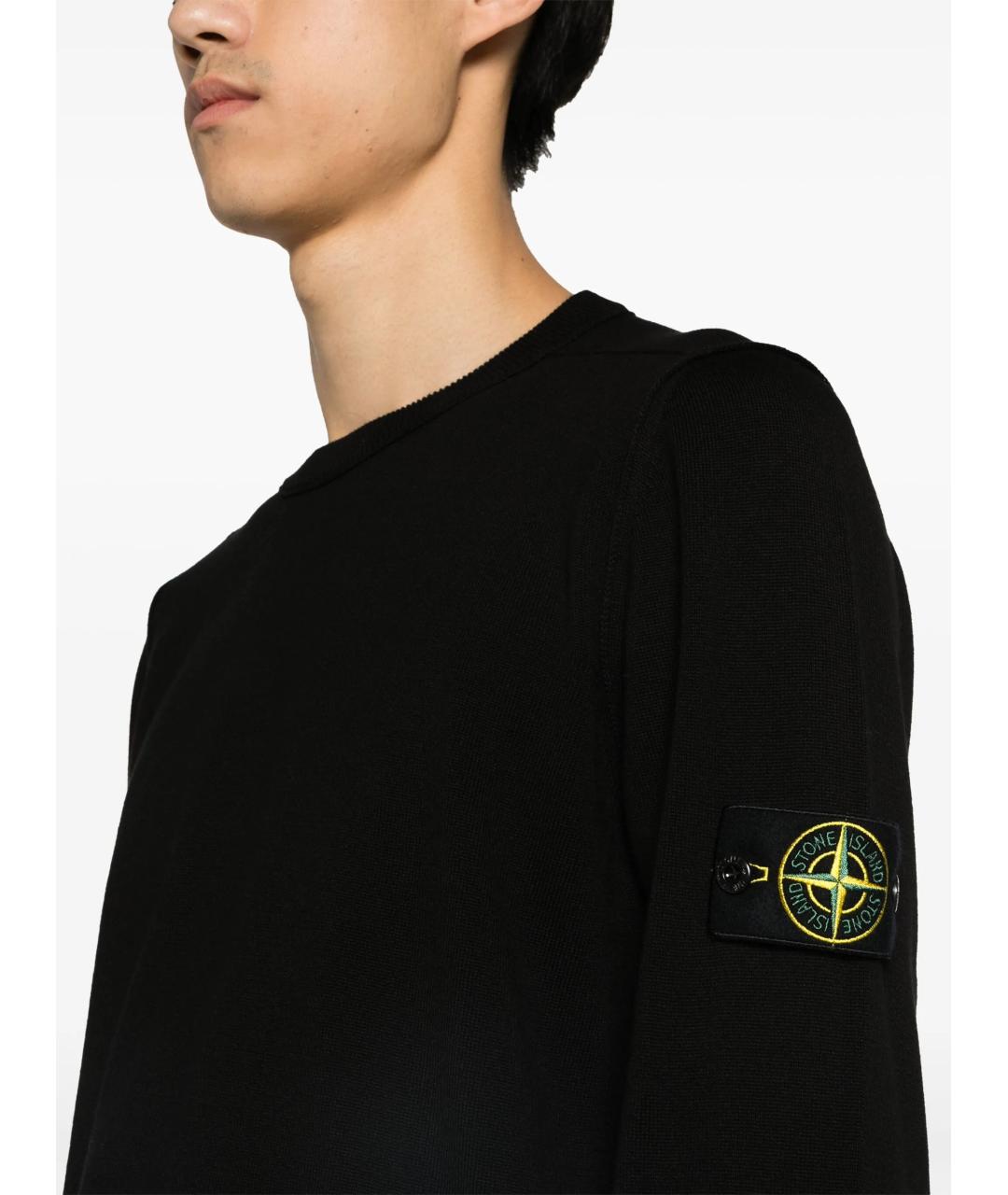 STONE ISLAND Черный хлопковый джемпер / свитер, фото 5