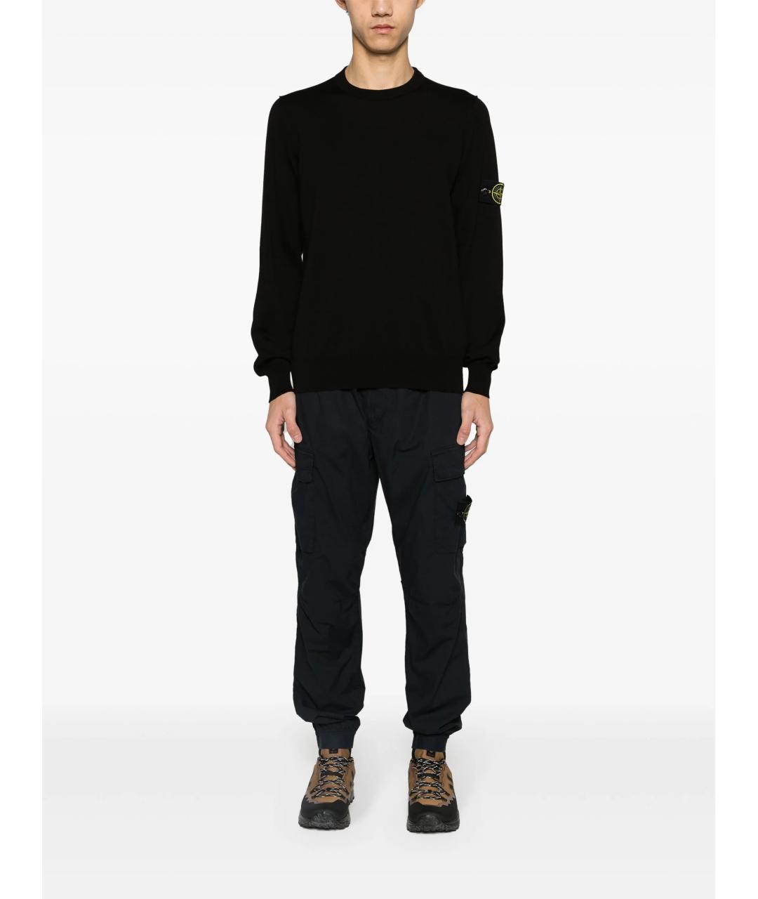 STONE ISLAND Черный хлопковый джемпер / свитер, фото 2