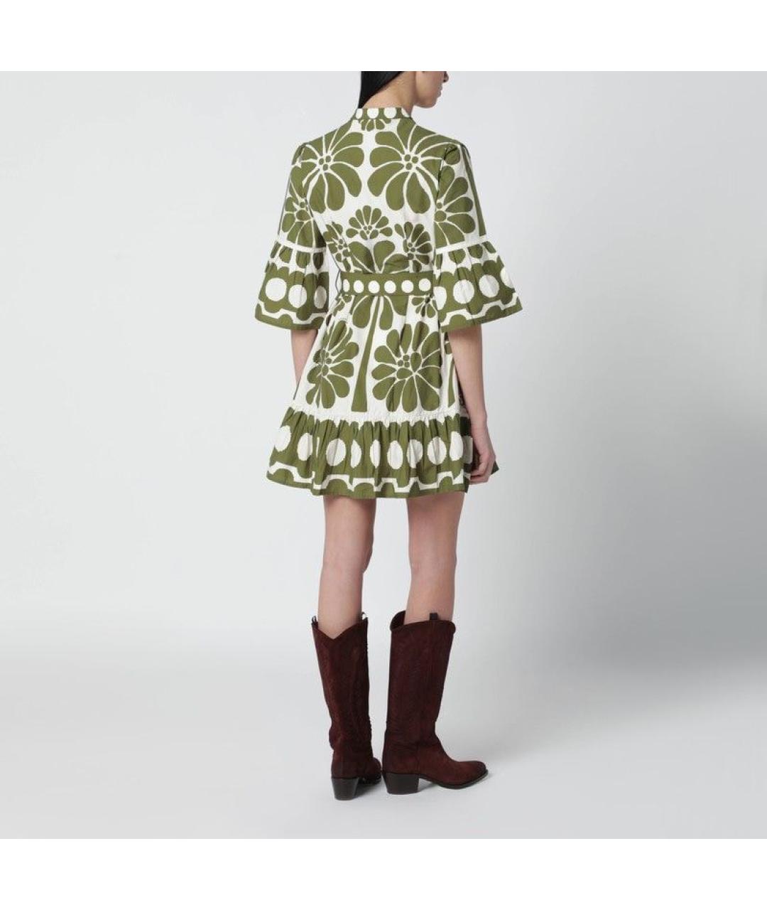 FARM RIO Зеленые хлопковое повседневное платье, фото 2