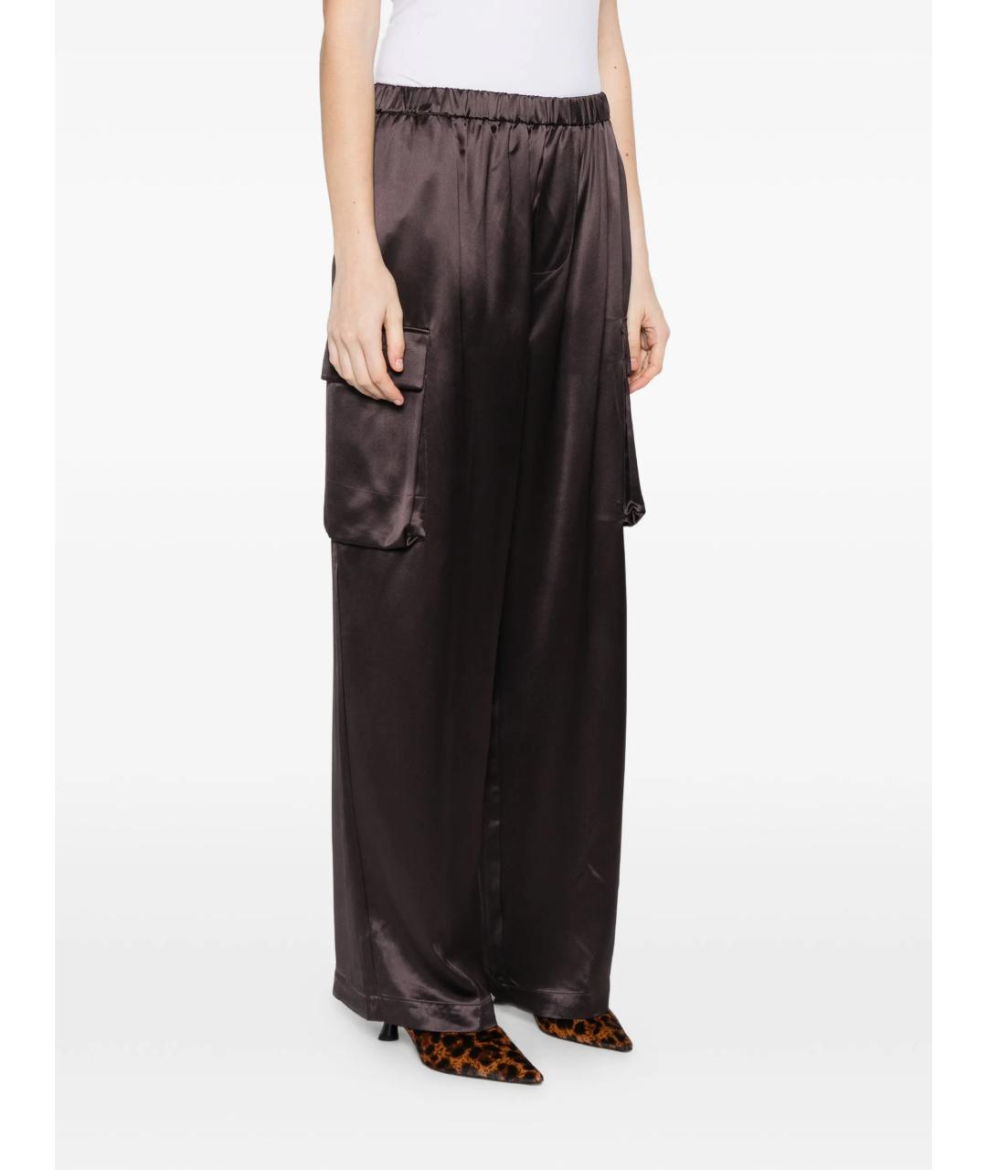 THE FRANKIE SHOP Коричневые ацетатные прямые брюки, фото 3