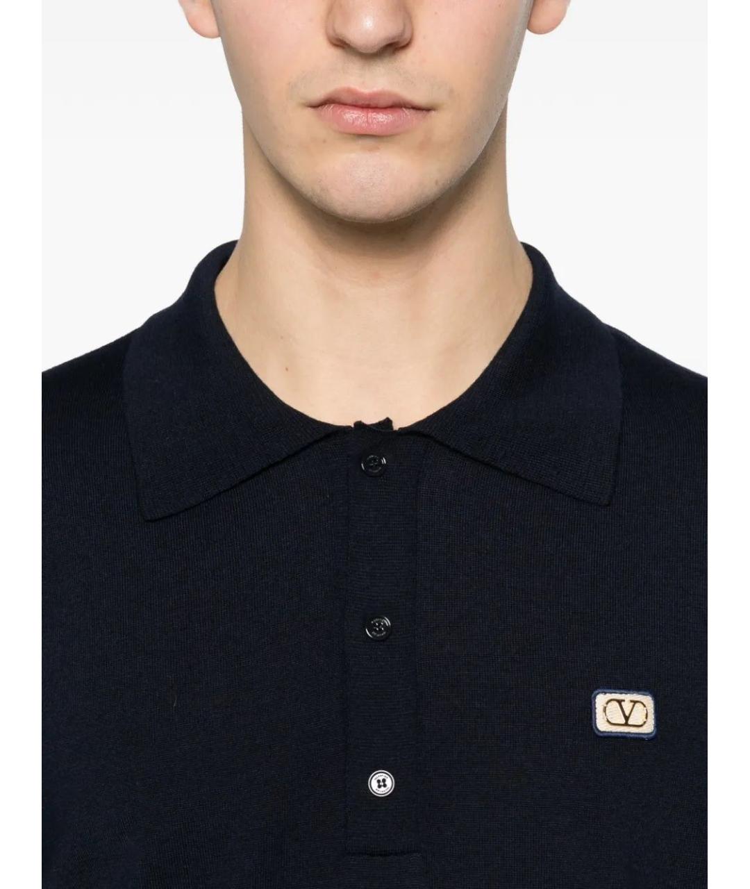 VALENTINO Темно-синее поло с длинным рукавом, фото 5