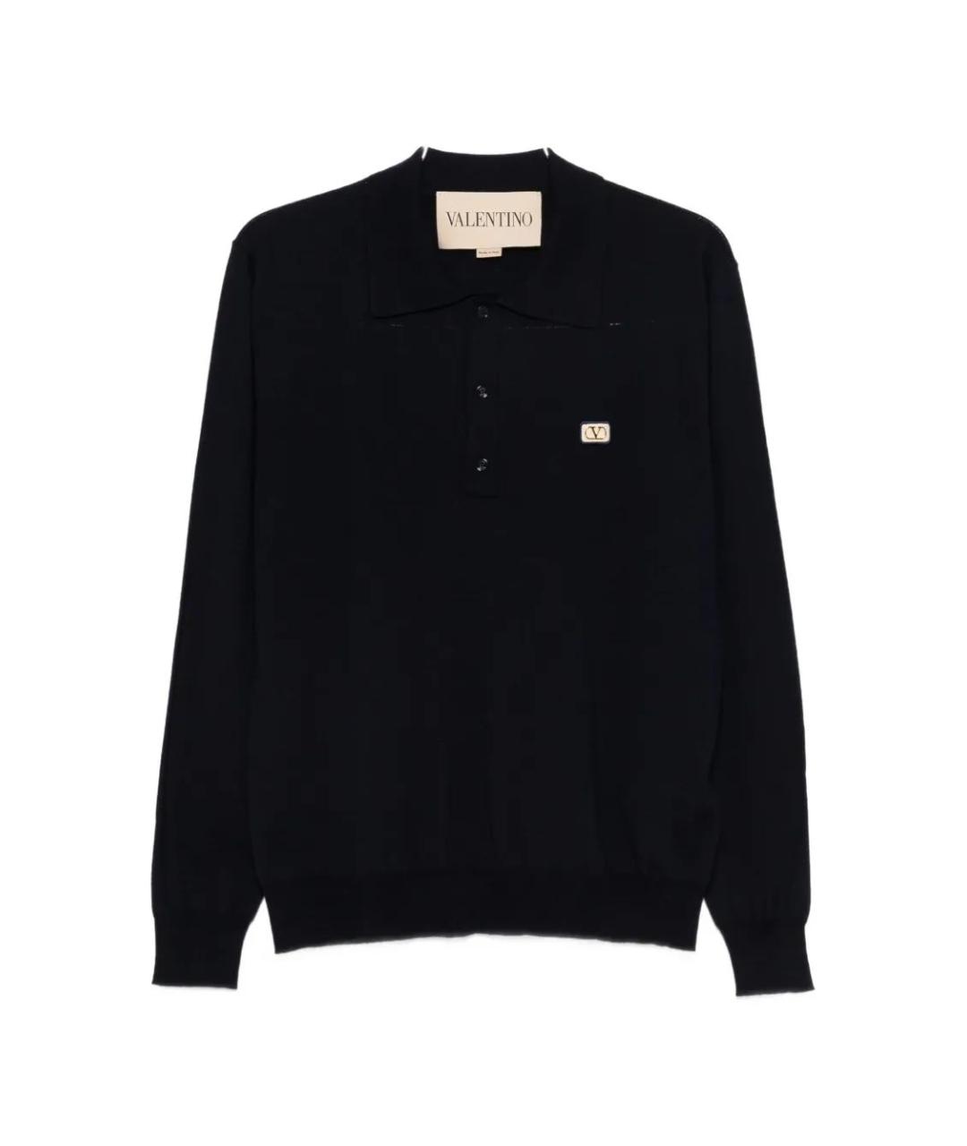 VALENTINO Темно-синее поло с длинным рукавом, фото 1