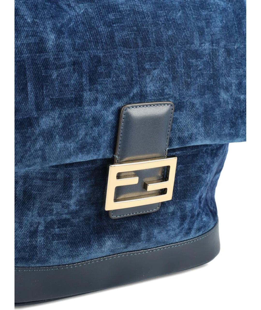 FENDI Синий деним рюкзак, фото 4