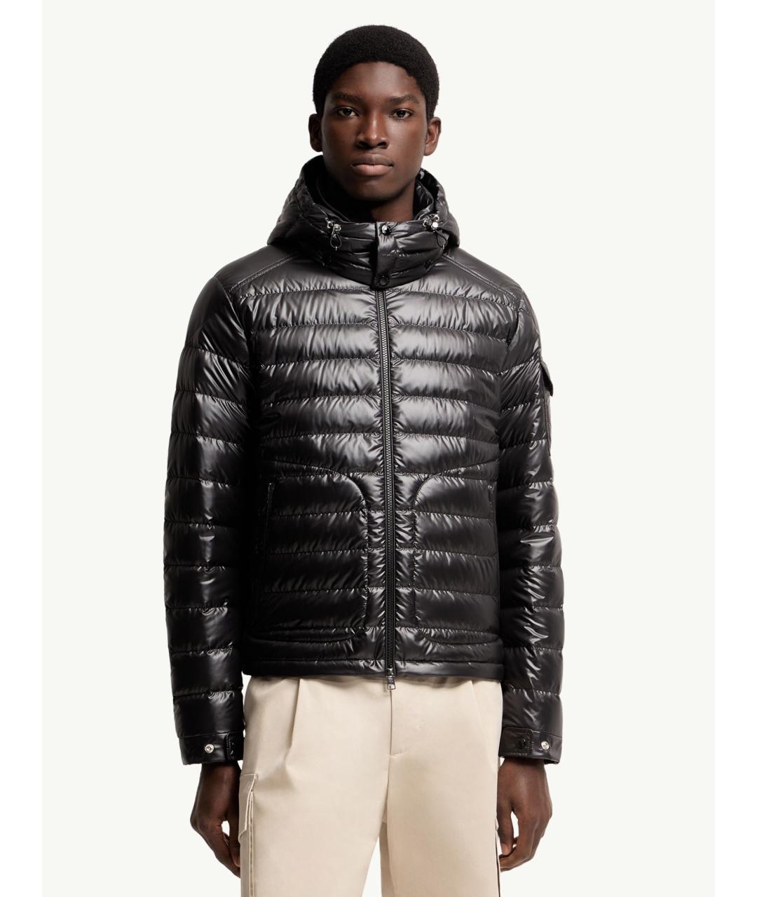 MONCLER Черный полиэстеровый пуховик, фото 3