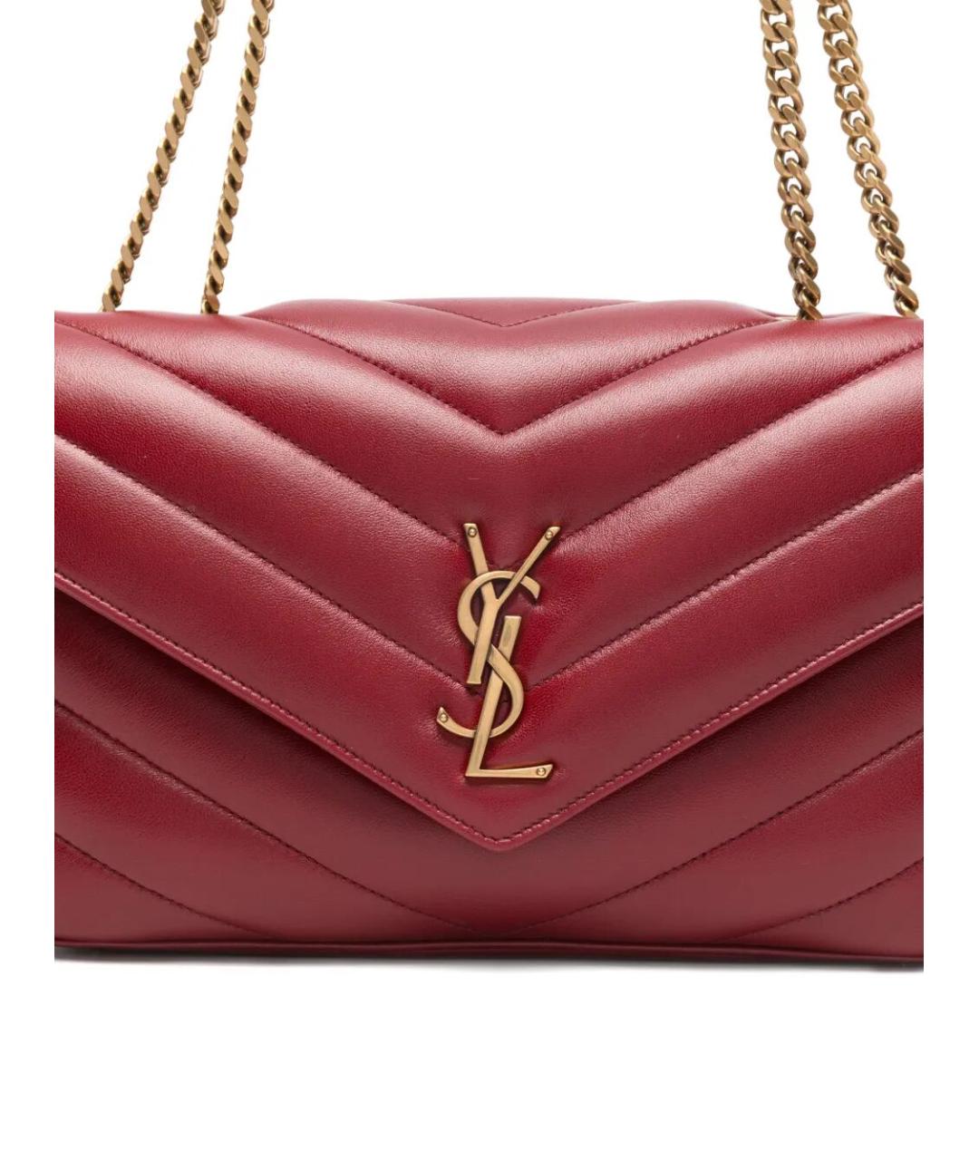 SAINT LAURENT Красная кожаная сумка через плечо, фото 4
