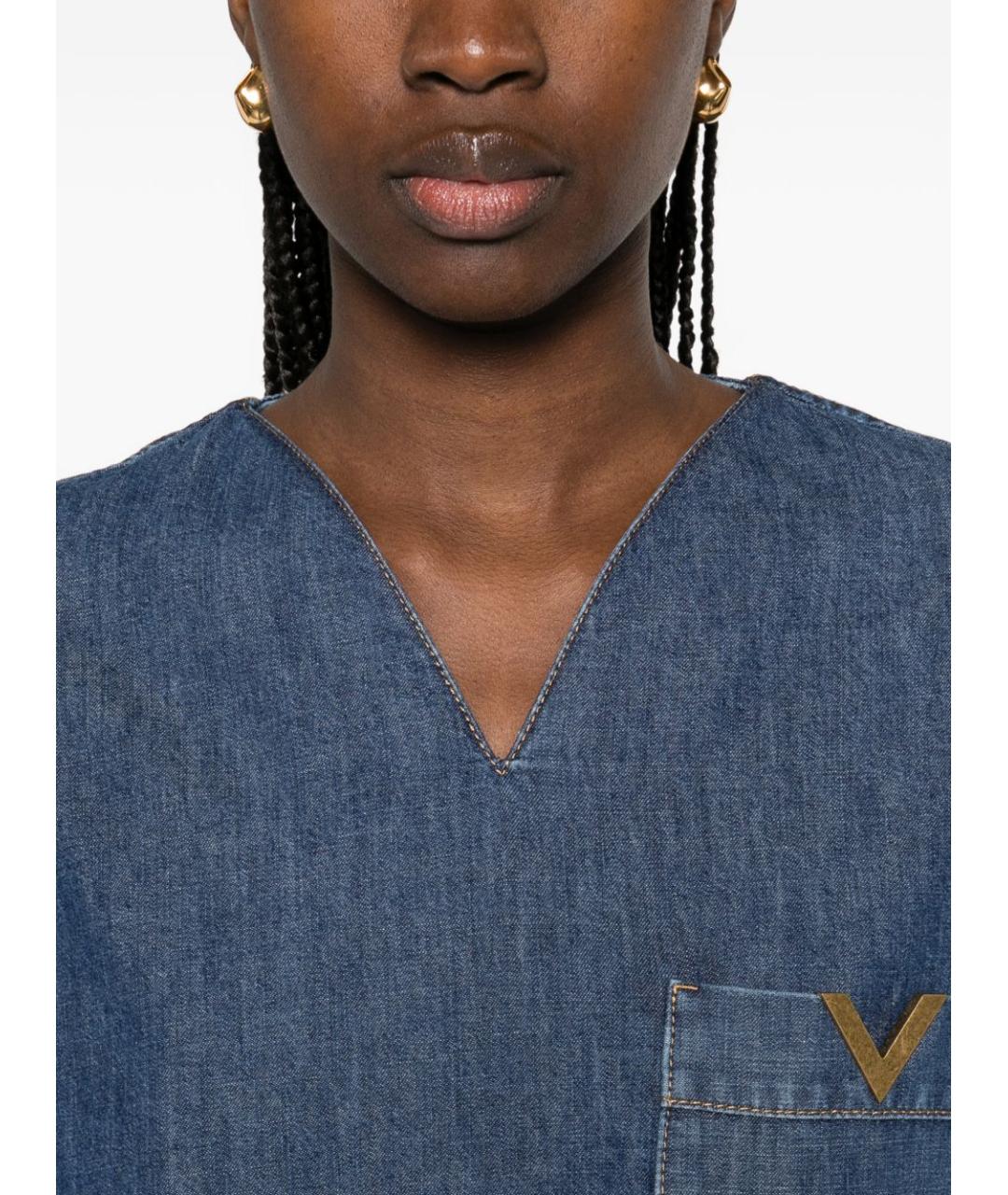 VALENTINO Синяя хлопковая рубашка, фото 2