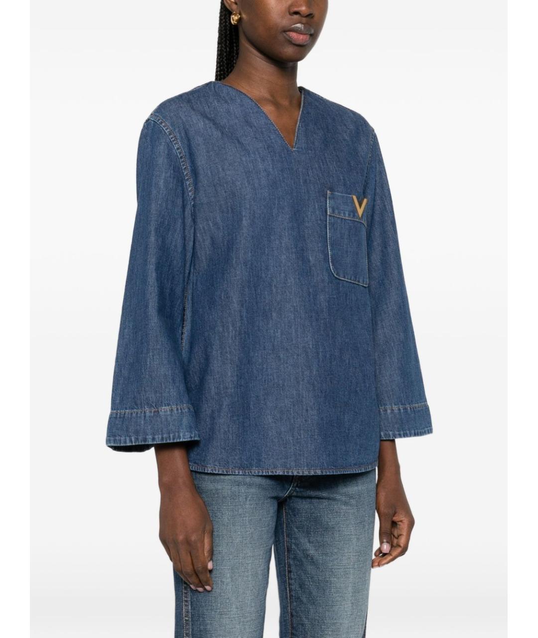VALENTINO Синяя хлопковая рубашка, фото 5